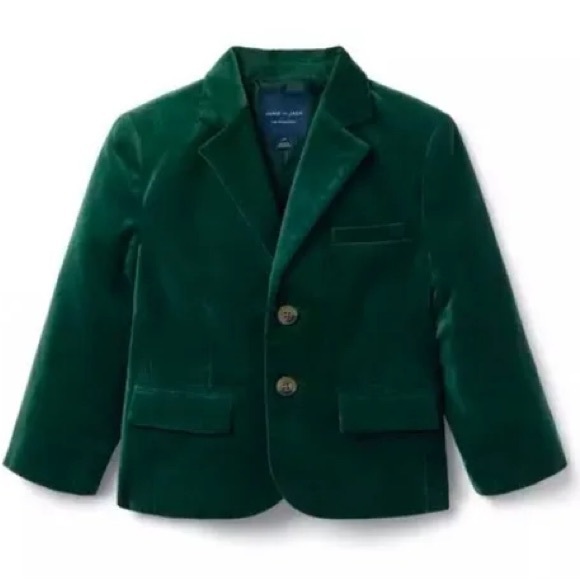 Janie and Jack Forest Green Velvet Blazer size 4T NWOT